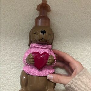 Bath & Body Works Dog Soap Dispenser with Pink Sweater and Red Heart